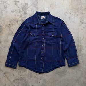 Vintage 80s Plaid Wool Flannel Button Up Shirt